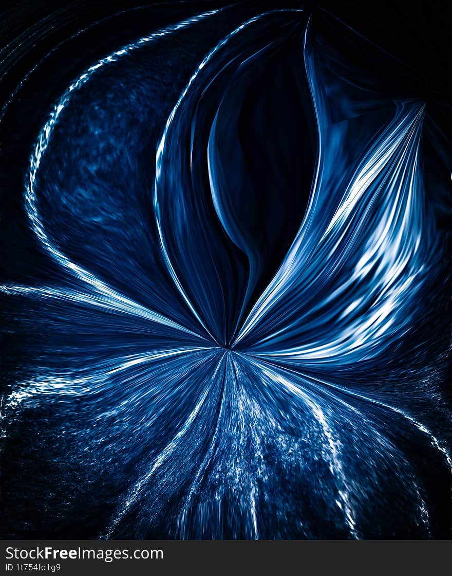large abstract flower. dark blue background, beautiful fantasy drawing.3-d