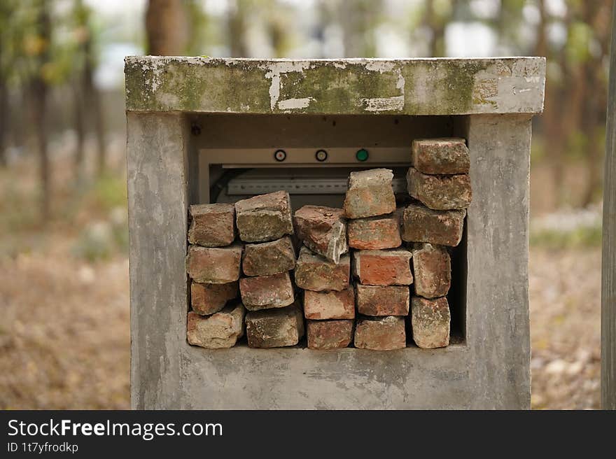Electrical Point covered with bricks.