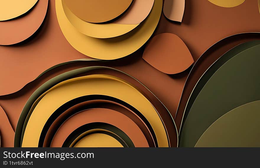 Abstract Earth Tones: Layered Organic Shapes, Fluid Paper Cut Design: Brown, Olive, and Gold, Modern Earthy Background: Abstract Wavy Layers, Organic Abstract Texture: Brown, Green, and Yellow