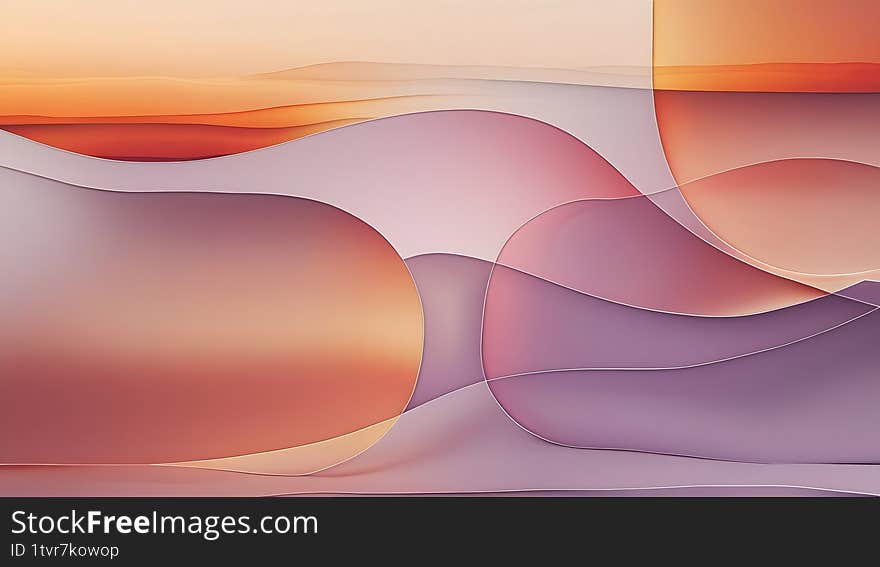 Abstract Gradient Waves: Soft Orange and Purple, Fluid Color Layers: Abstract Background Texture