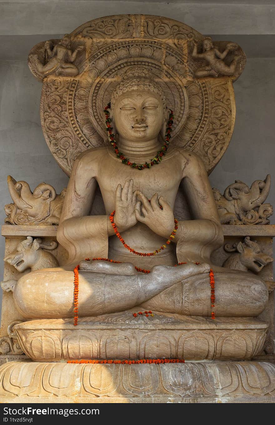 Idol of Gautam Buddha made with white stone