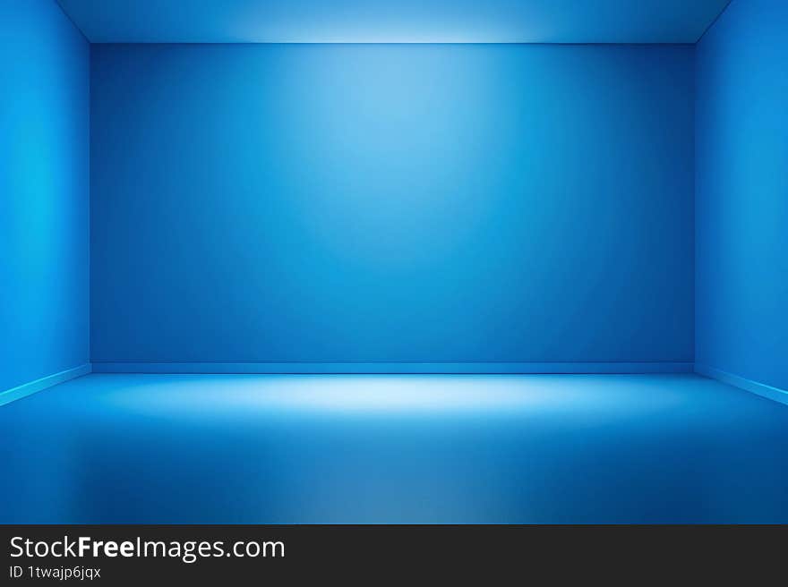 Stunning Empty Studio with Blue Gradient Background Ideal for Product Photography Ecommerce and Marketing Presentations
