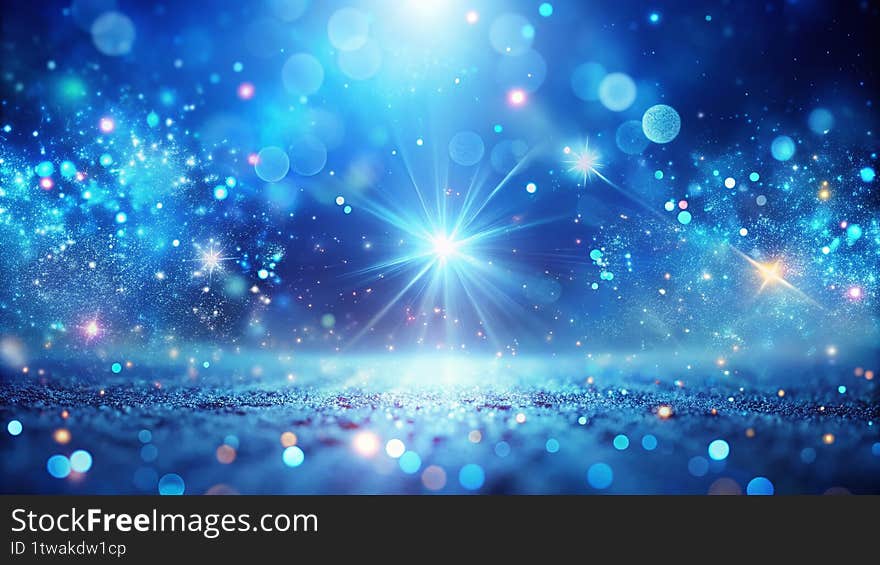 Stunning Abstract Blue Holiday Bokeh Background A 3D Render Featuring Falling Dust and an Exploding Effect for Festive