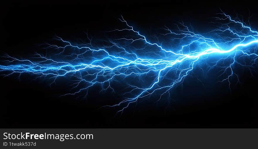 A Stunning Abstract Blue Lightning Bolt Against a Night Sky Long Exposure Photography Captures the Power and Energy