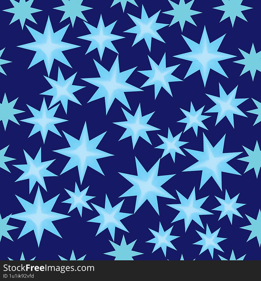 Seamless illustration with stars with eight corners and mesh  blue background with blue sky   illustration