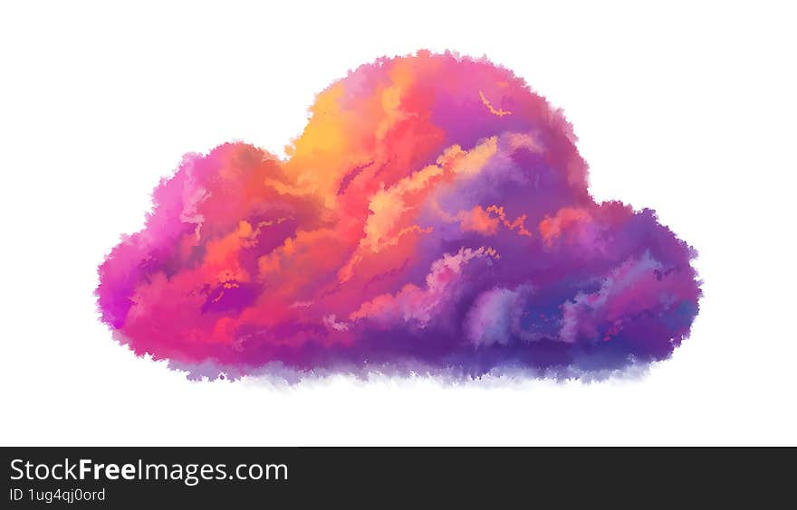A Colorful Cloud with white isolated background
