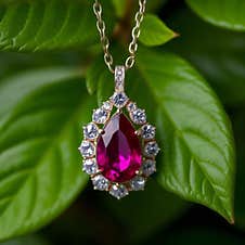 Daily Wear Ruby And Diamond Pendant On A Nature Background AI Generated Stock Photography