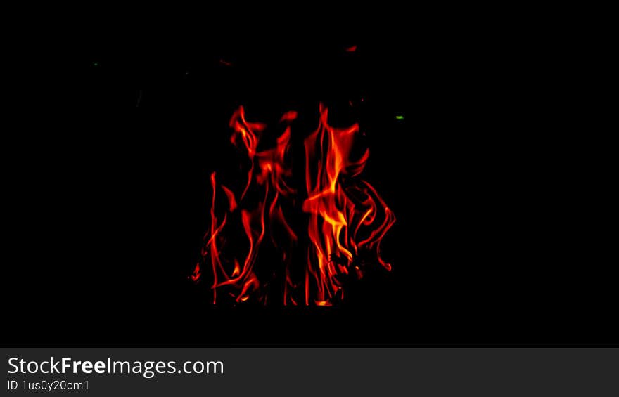 burning fire on a black background