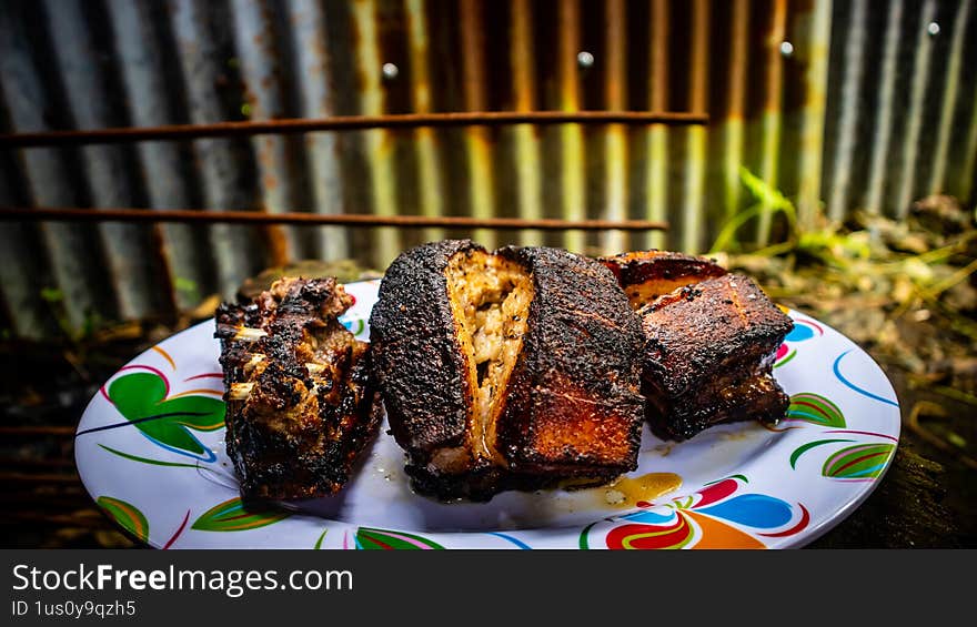 grilled pork on a plate