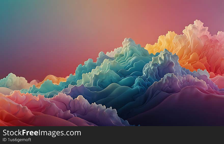 Vibrant Colorful Abstract Landscape Artistic Hills Digital Art Background