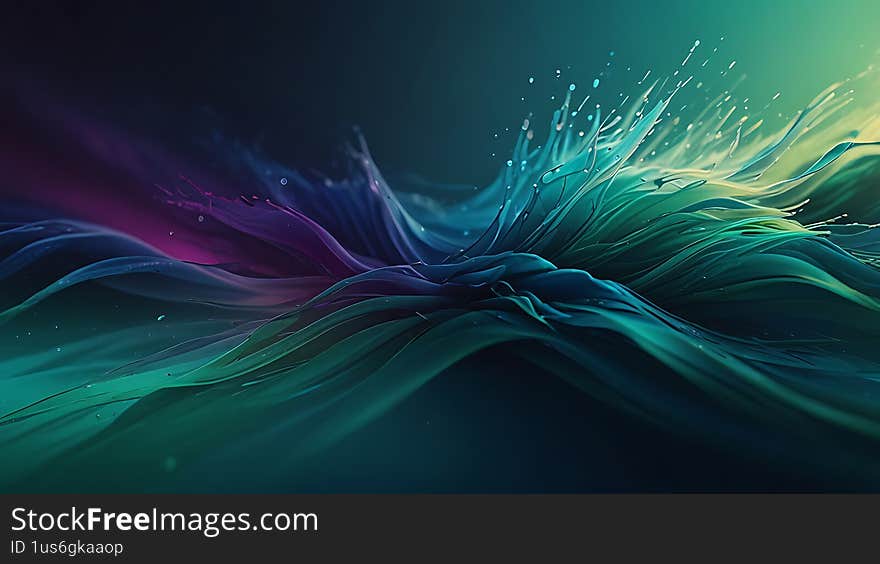 Abstract Teal and Purple Waves Digital Art Background Design