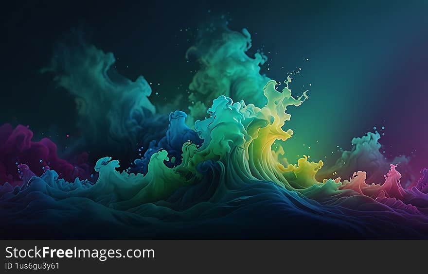 Vibrant Abstract Waves of Color Swirling in a Dynamic Artistic Composition