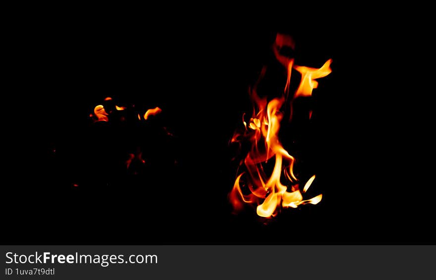 burning fire on a black background