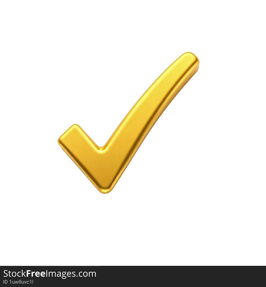 A shiny golden check mark symbol  on a white background, representing approval, success, validation, and achievement. Suitable for luxury designs, certificates, awards, and premium branding. Generative AI
