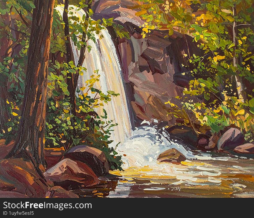 Generated image painting oil forest natural