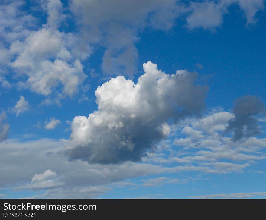 White clouds in the blue sky