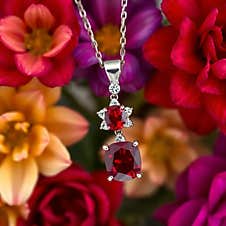 Daily Wear Ruby And Diamond Pendant On A Flower Background AI Generated Stock Image