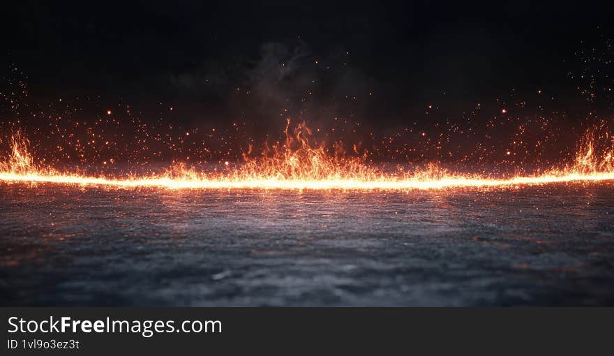 Abstract fiery sparks and shimmering light trail against a dark background Generative AI