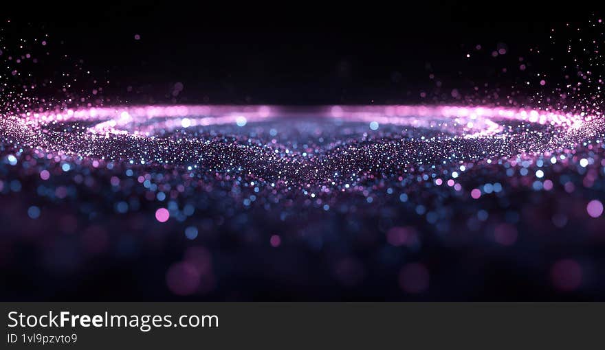 A mesmerizing digital scene with luminous particles creating a futuristic sparkling effect against a dark background Generative AI