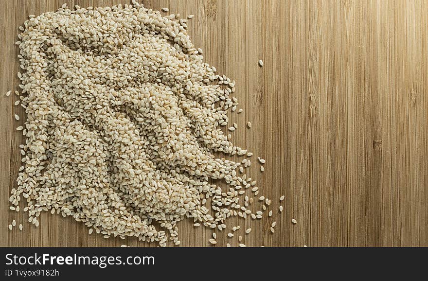 sesame seeds scattered on the table