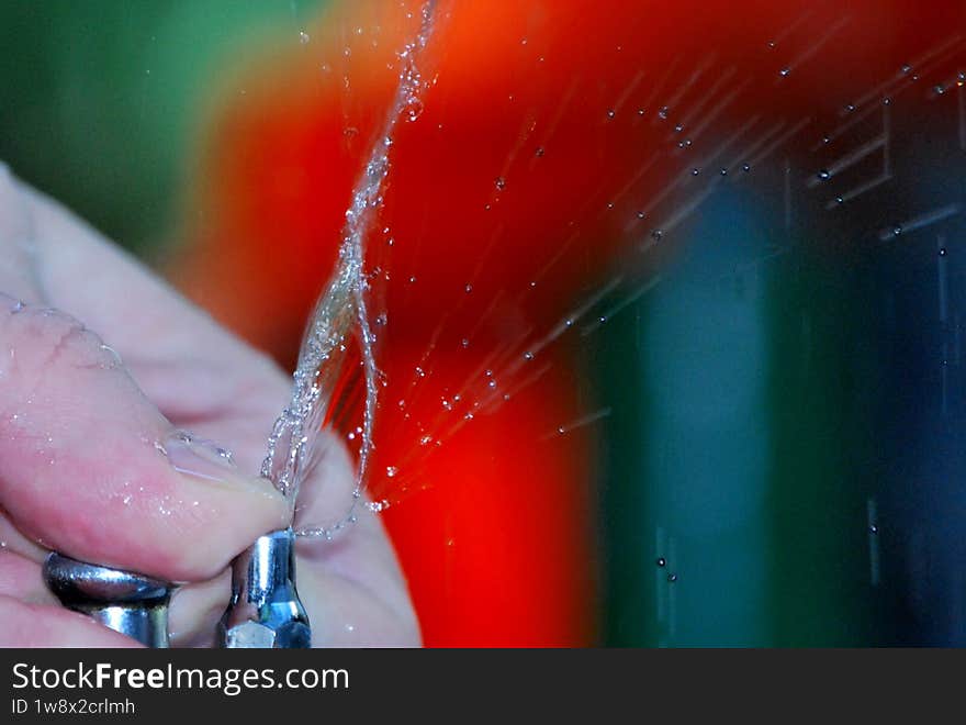 splash water in a drinking fountain