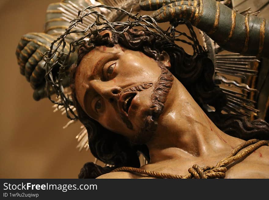 Image of Jesus in the Holy Week procession in Trapani, Sicily, Italy.