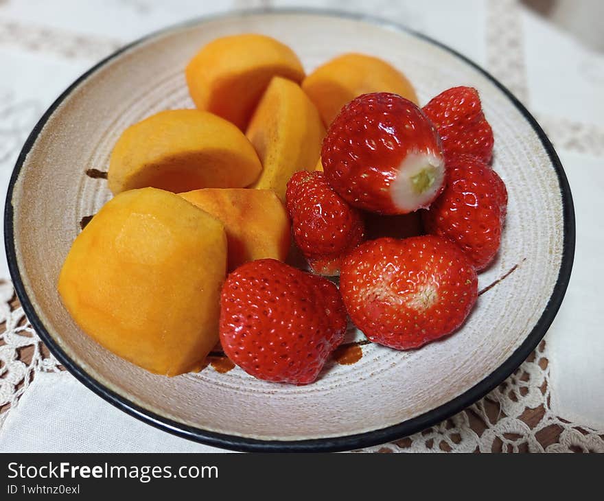 wonderful fruits dessert in a plate