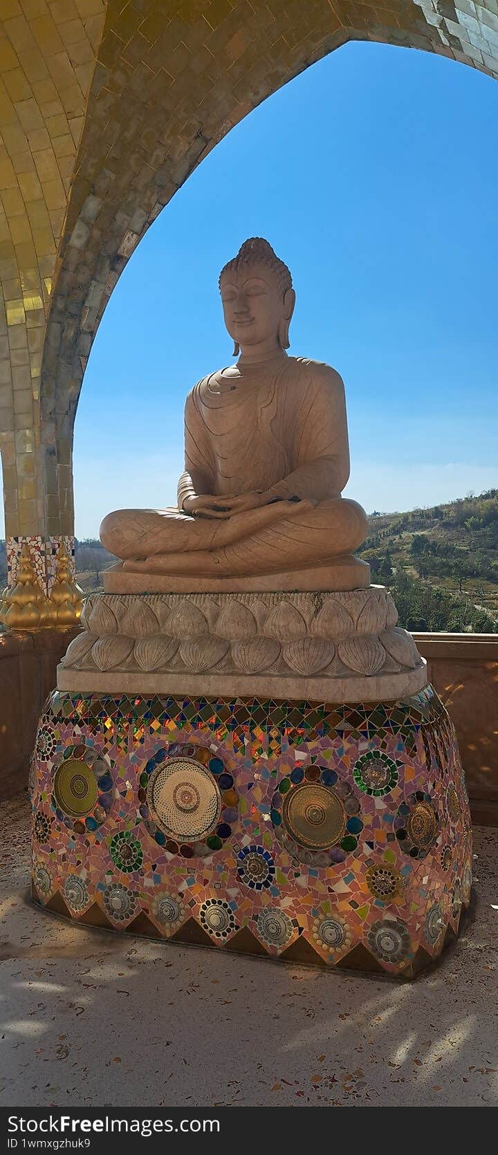 marble Sculpture of a buddha in a Buddhist temple