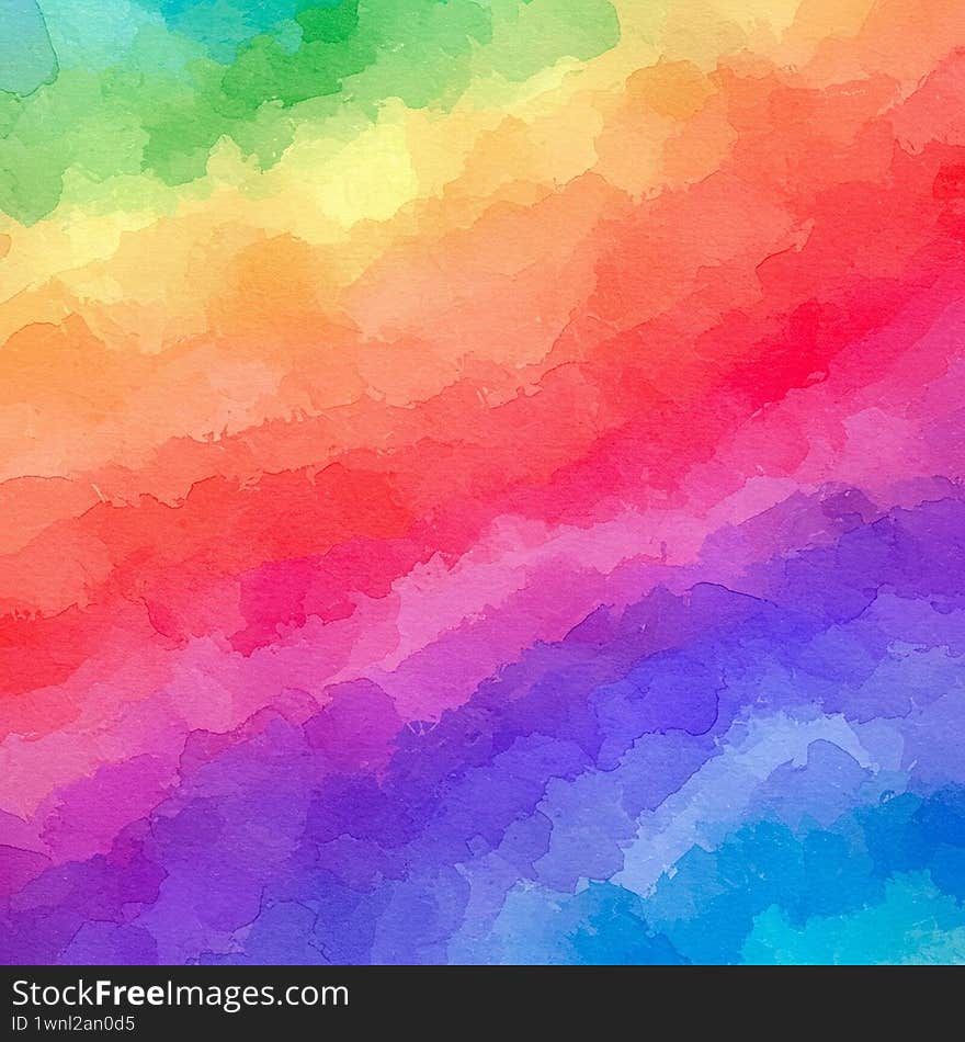 Abstract background with diagonal stripes in a palette of rainbow watercolor colors, with a soft texture reminiscent of paper. This digital image evokes joy and playfulness, ideal for cheerful design projects, children's themes or creative backgrounds. AI generated. Abstract background with diagonal stripes in a palette of rainbow watercolor colors, with a soft texture reminiscent of paper. This digital image evokes joy and playfulness, ideal for cheerful design projects, children's themes or creative backgrounds. AI generated.
