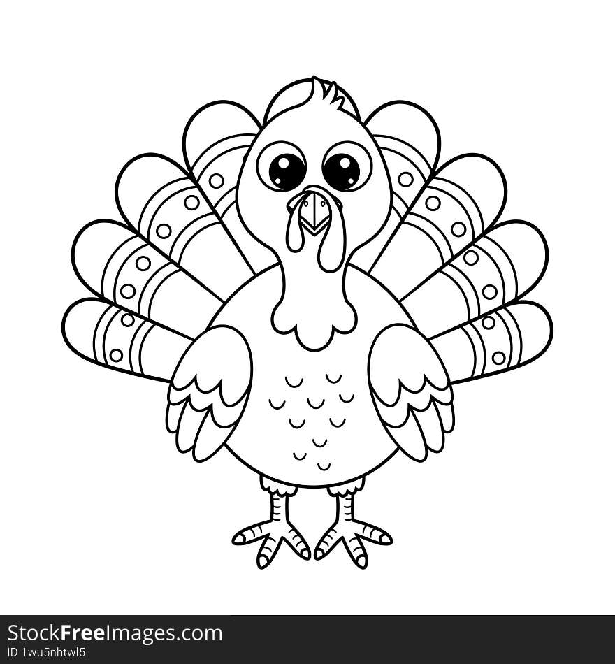 Cute Turkey Coloring Page For Kids
