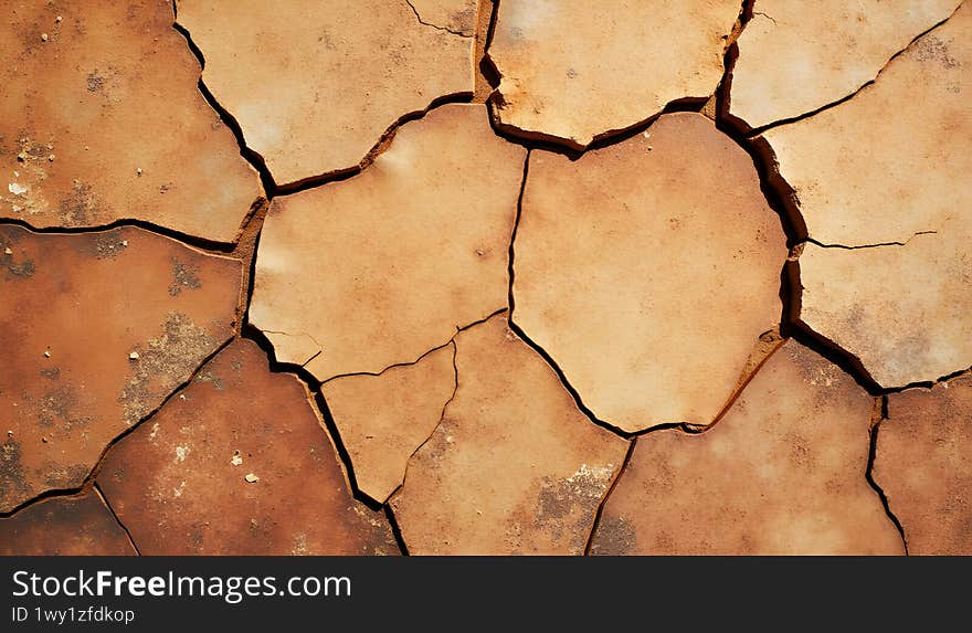 Sunbaked Rock Surface with Natural Cracks � Earth Tone Texture - AI Generated