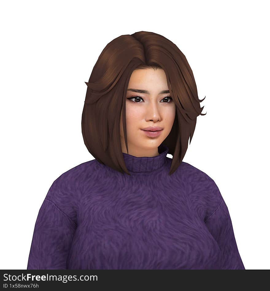A beautiful young woman in a cosy sweater, isolated portrait