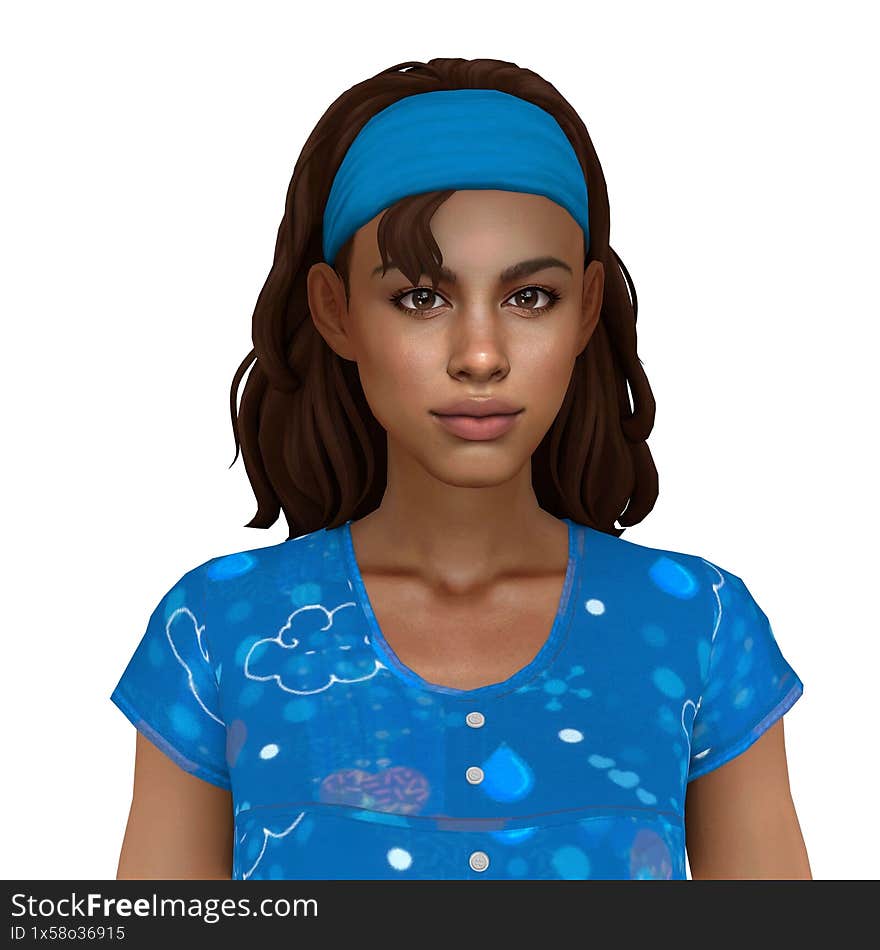 A beautiful young woman in cosy home clothes, ready to sleep, isolated portrait