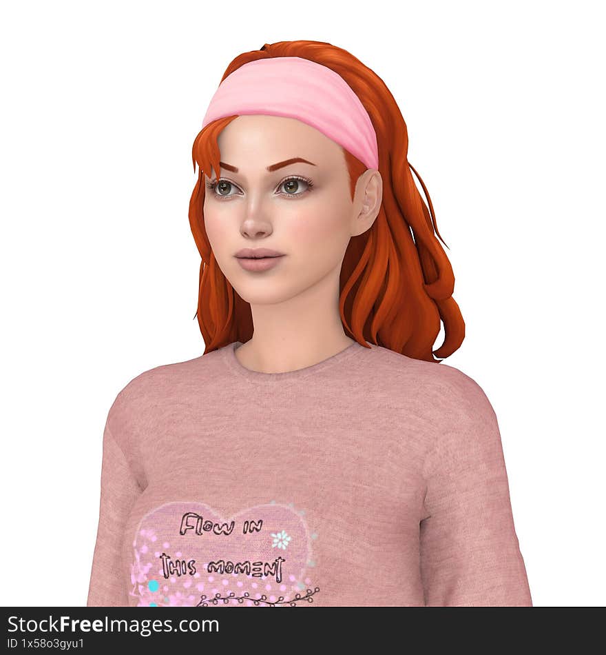 A beautiful young red-haired woman in cosy home clothe,s ready to sleep, isolated portrait