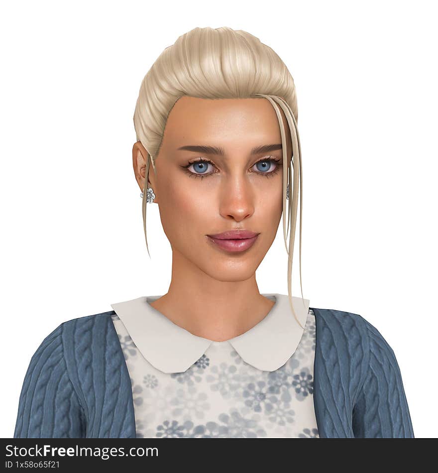 A beautiful young blond woman in cosy clothes, isolated portrait
