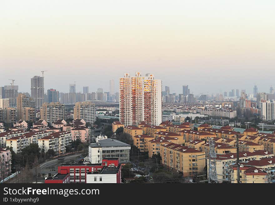 city buildings with beautiful sky