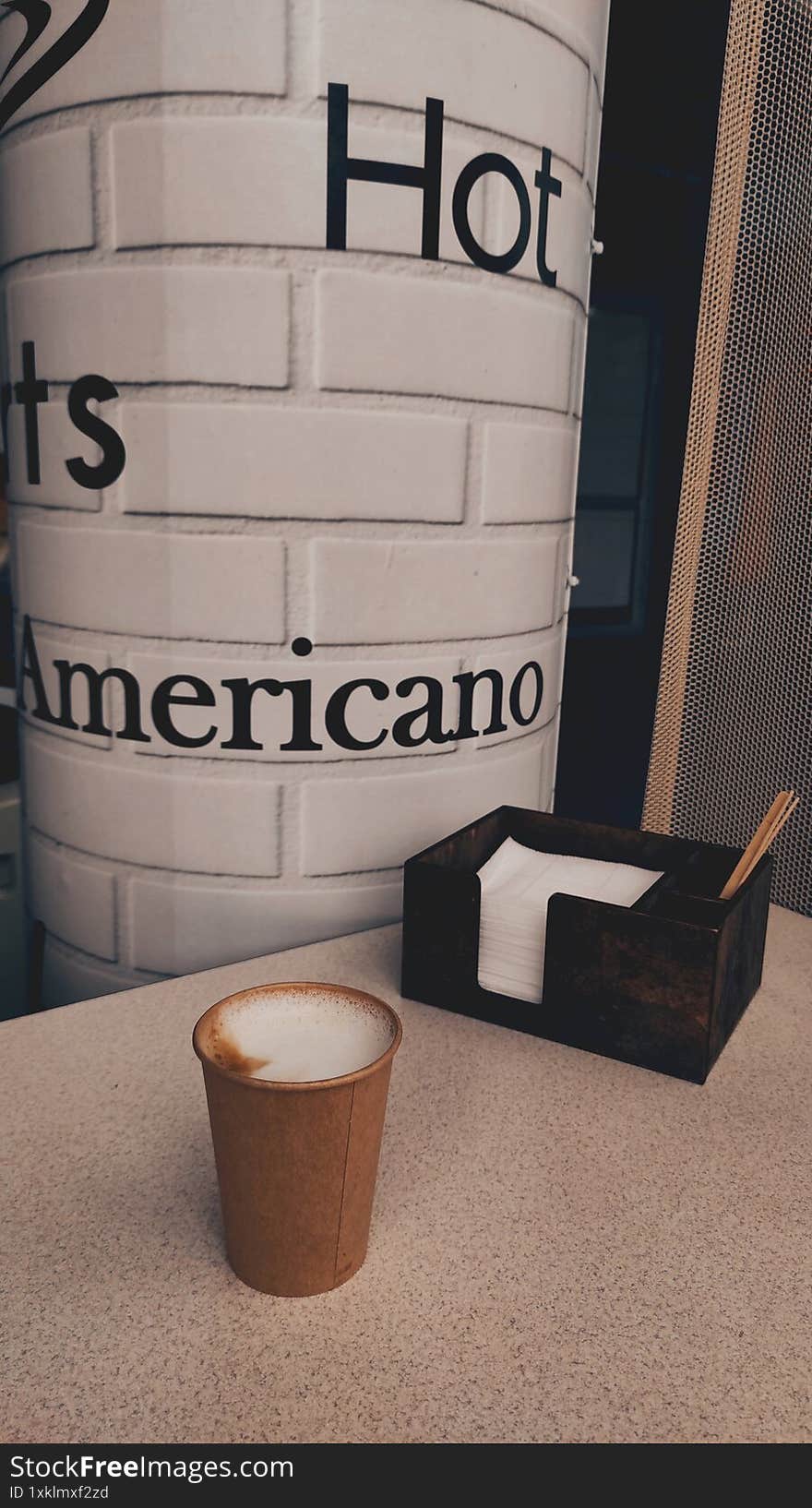 Hot americano on the table in cafe