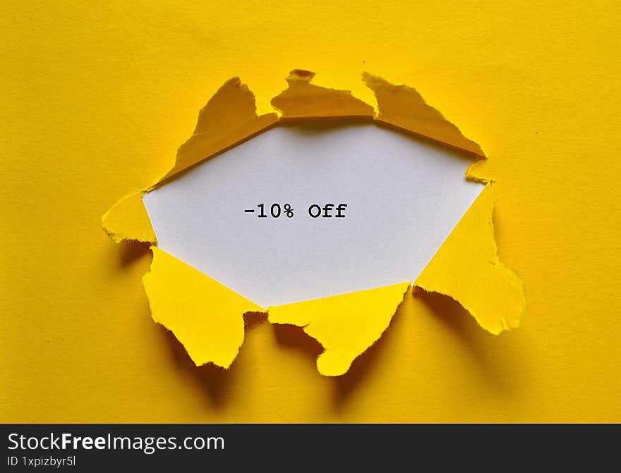 - 10% off on yellow and white background