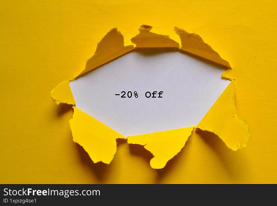 - 20% off on yellow and white background