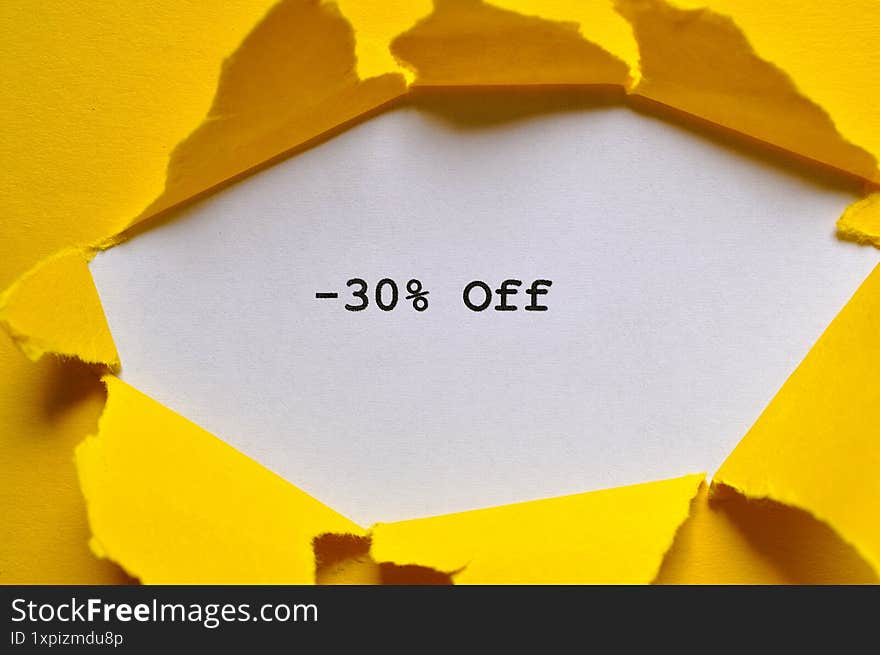 - 30 Off Write On Yellow And White Background - Sale Banner