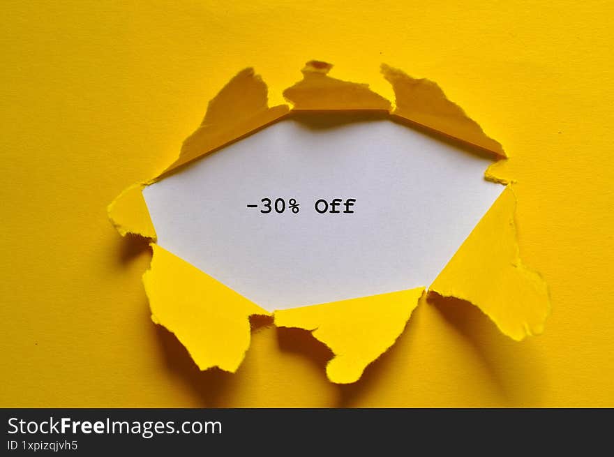 - 30% off on yellow and white background