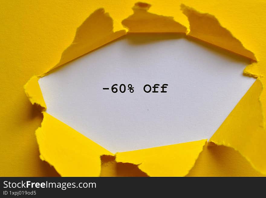 - 60% off write on yellow and white background - sale banner