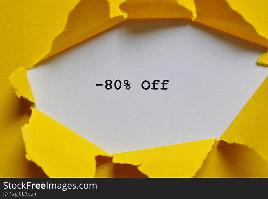 - 80% off write on yellow background