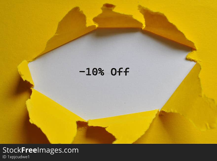 - 10% off write on yellow background