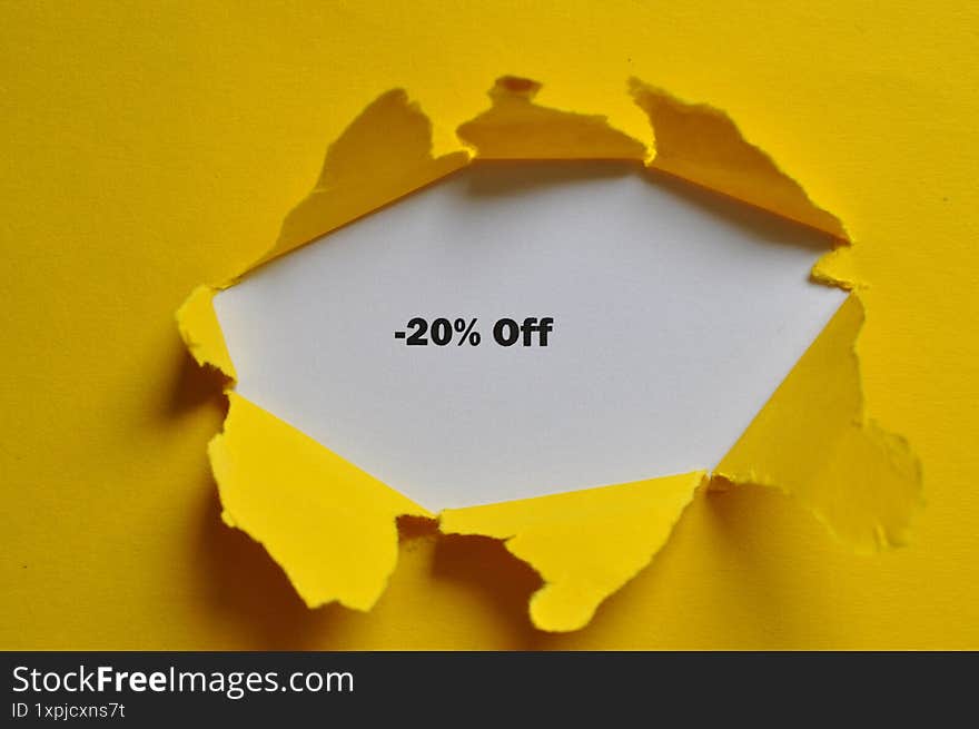 - 20% off write on yellow background