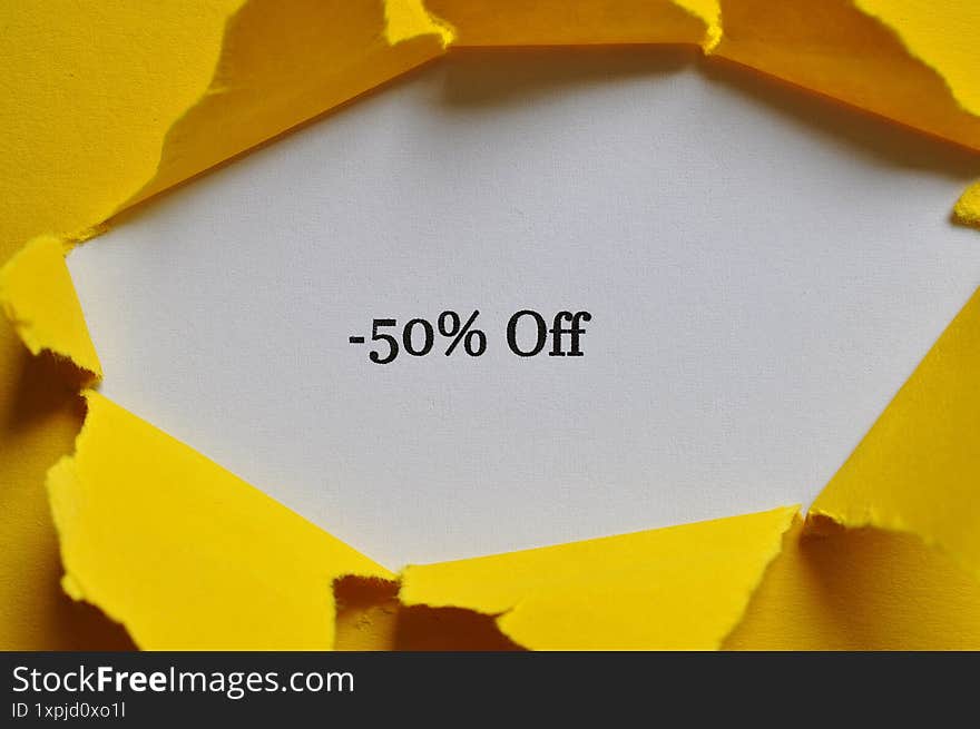 - 50 Off On Yellow And White Background