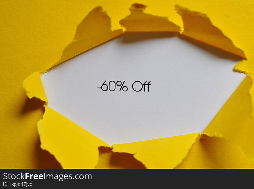 - 60% off on yellow and white background