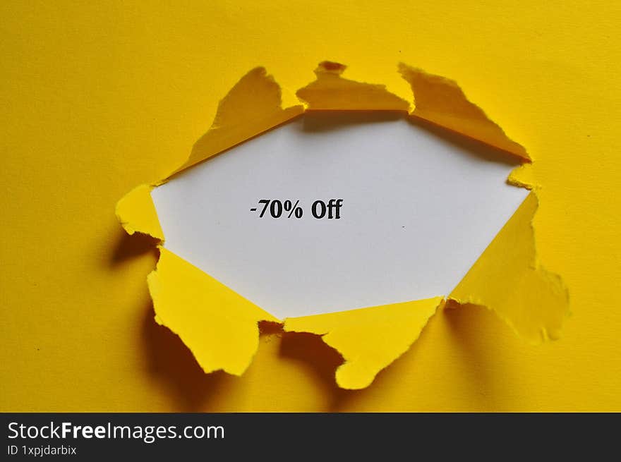 - 70% off on yellow and white background