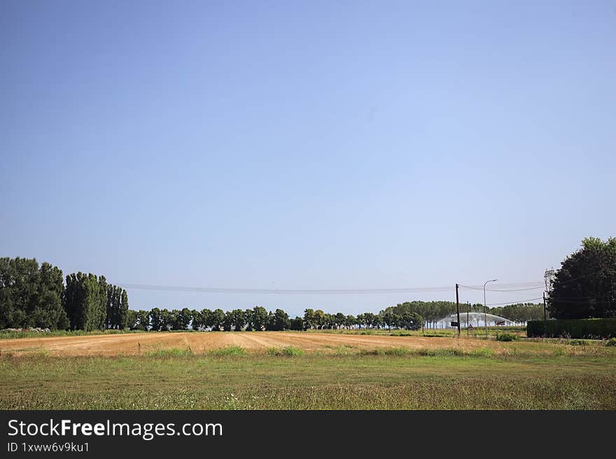 Mowed field in the countryside