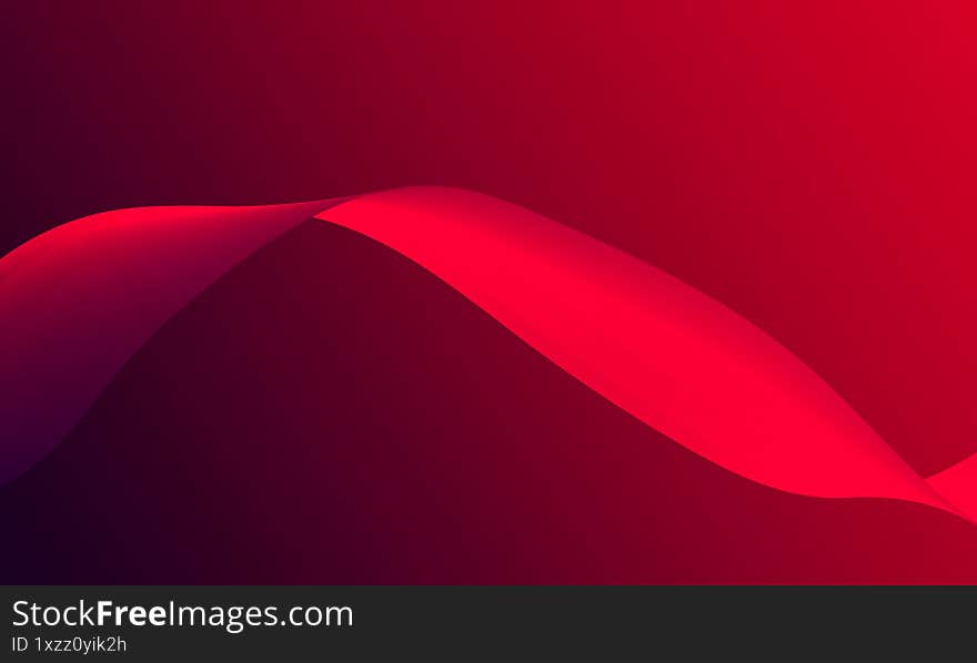 A dynamic, abstract red wave flowing across a smooth gradient background that shifts from deep purple to rich crimson. The soft curves and fluid motion create a modern, digital, and elegant aesthetic.